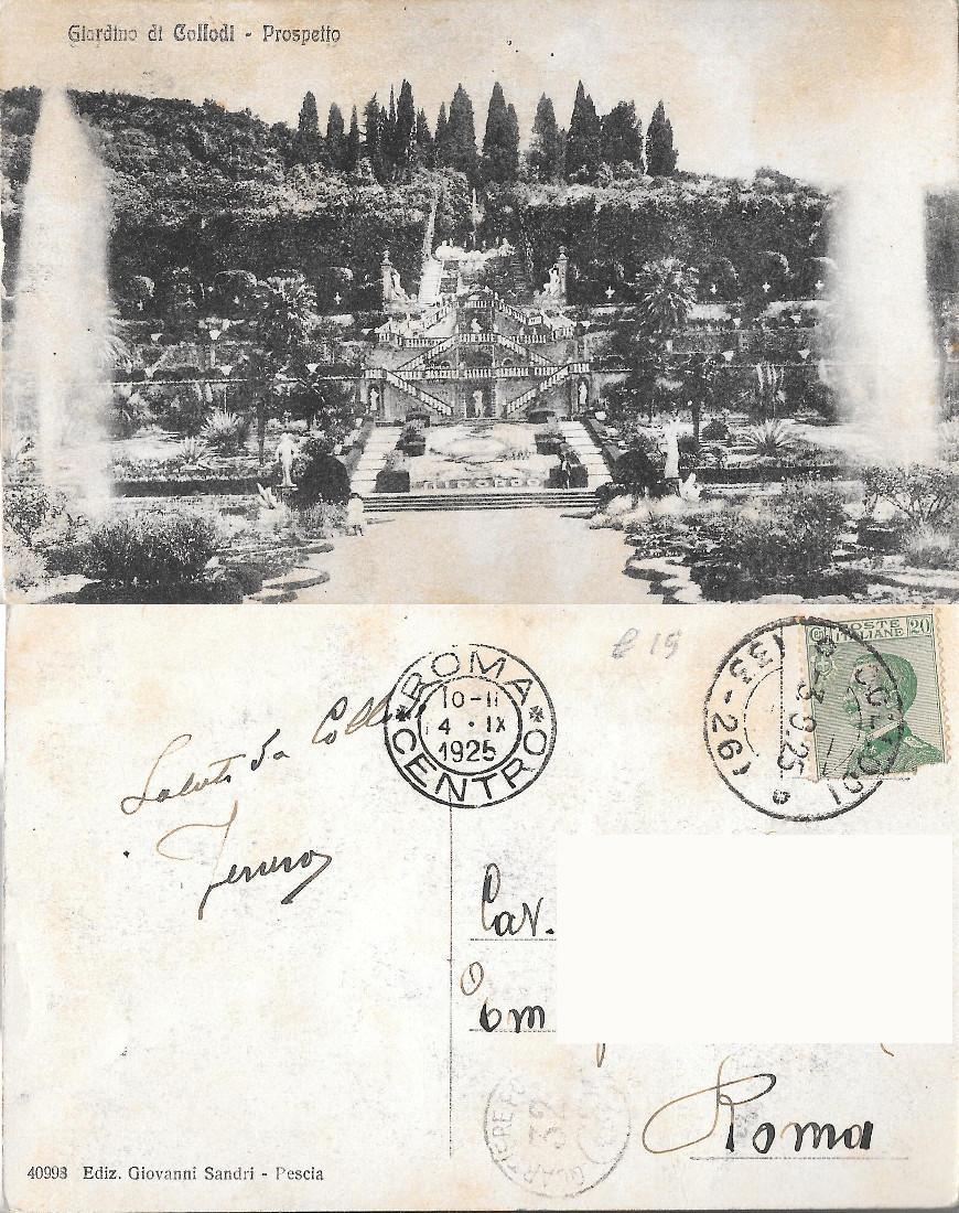 Giardino di Collodi. Prospetto. Viaggiata 1925