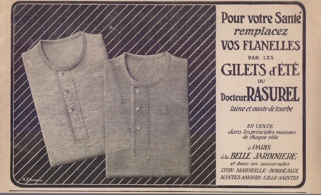Gilet d'ete du docteur Resurel. Advertising 1910