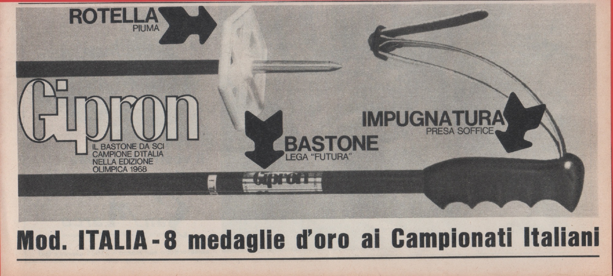Gipron. Bastoni da sci. Advertising 1968