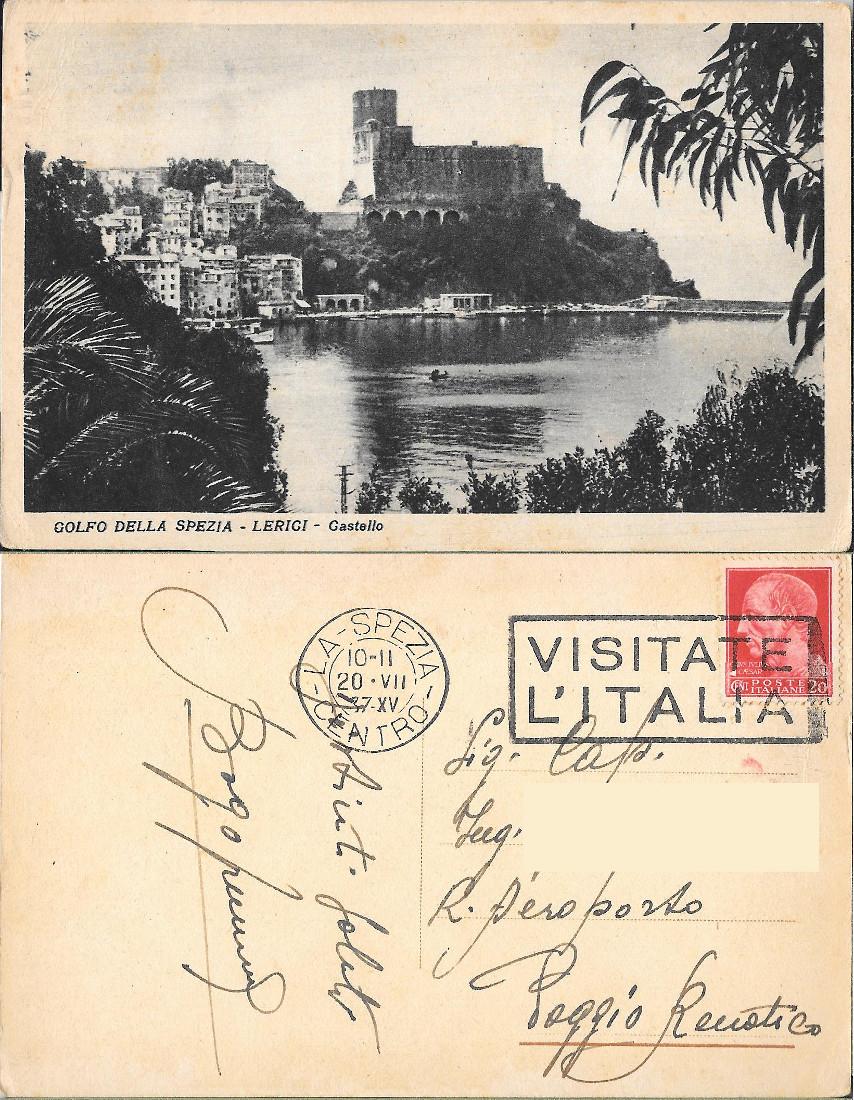 Golfo della Spezia. Lerici. Castello. Viaggiata 1937
