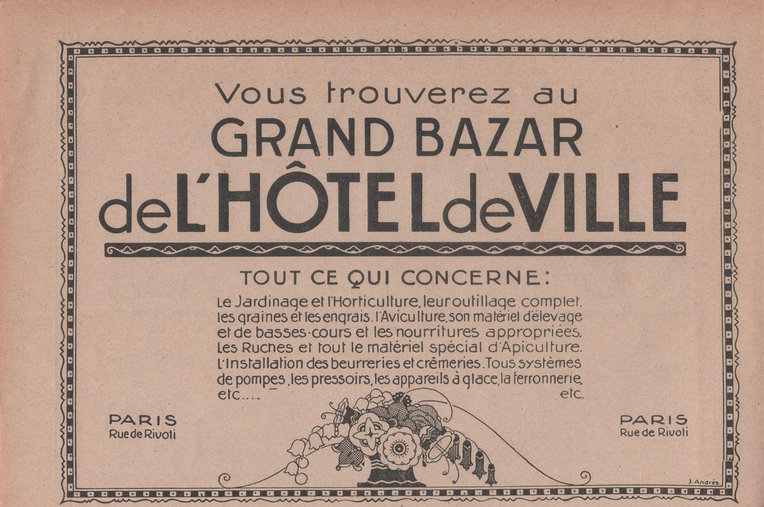 Gran bazar del l'Hotel de Ville. Advertising a 1926