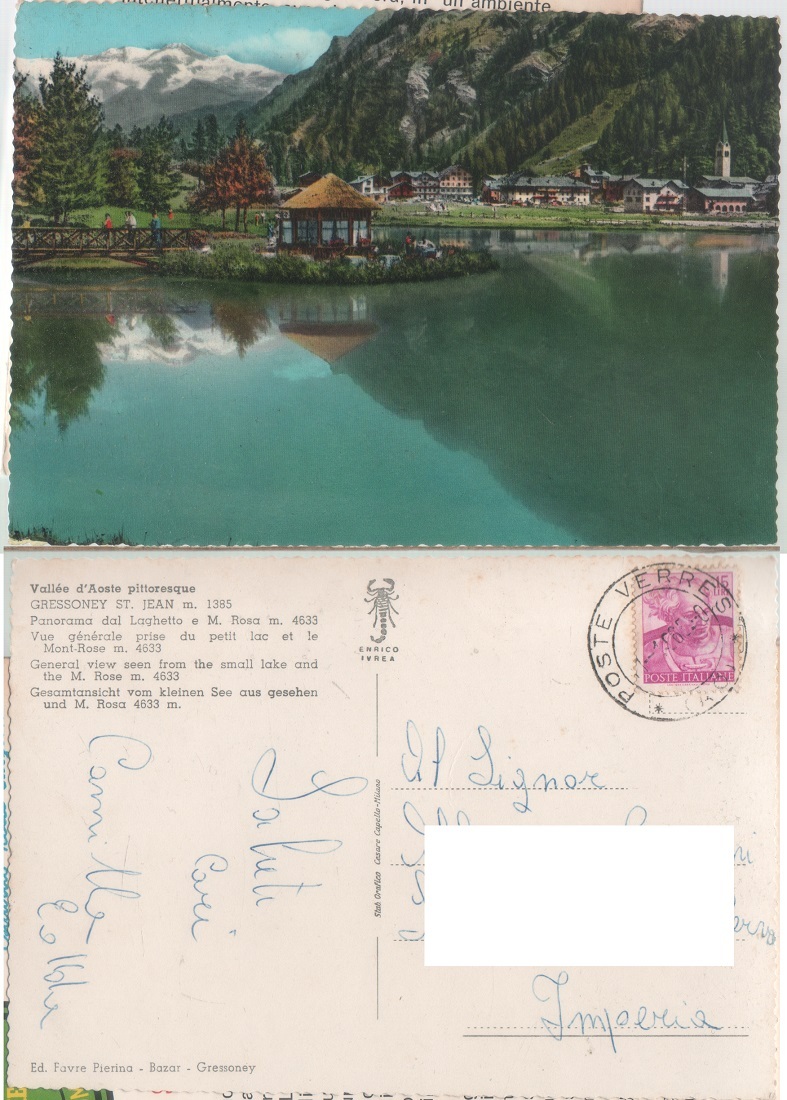 Gressoney st. Jean (AO). Viaggiata 1950