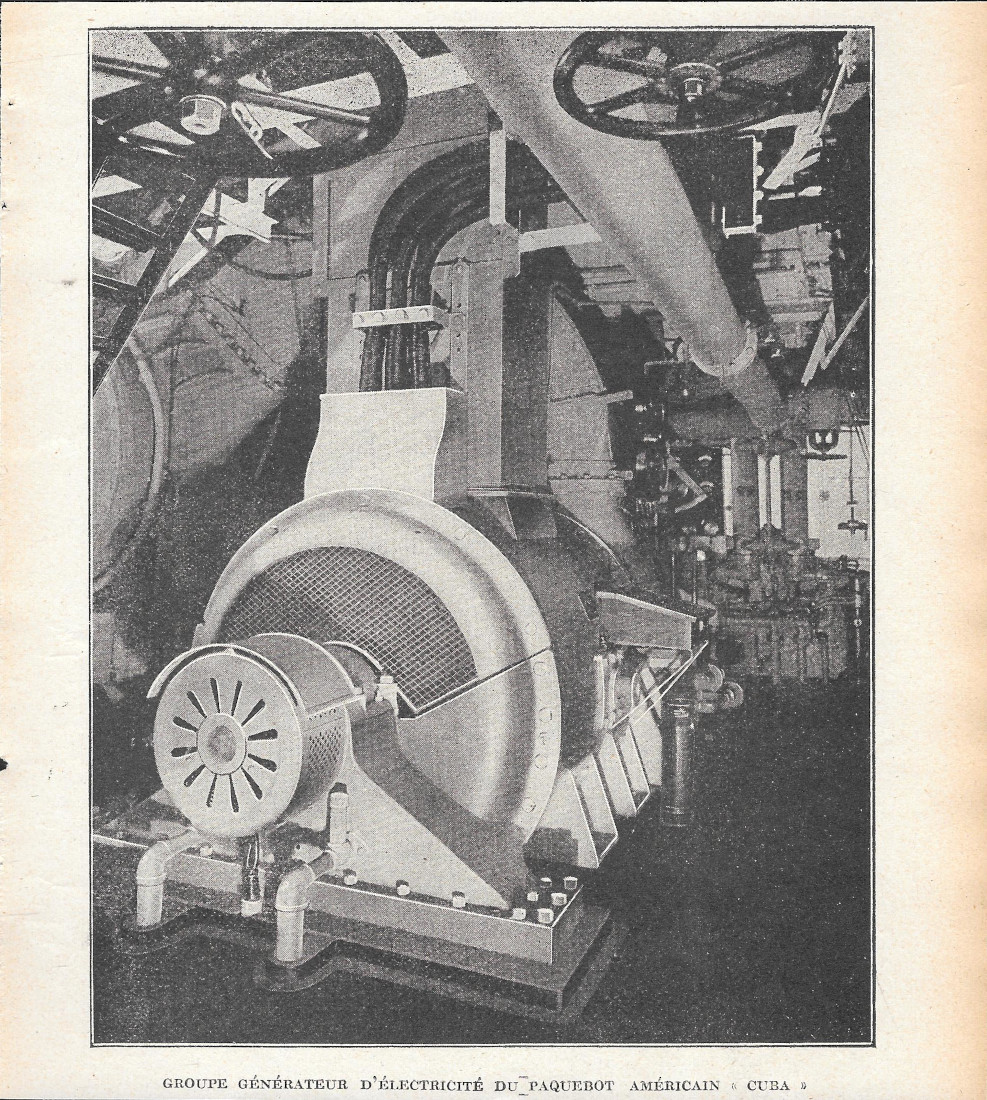 Groupe générateur d'électricité du paquebot americain Cuba - Immagine 1920