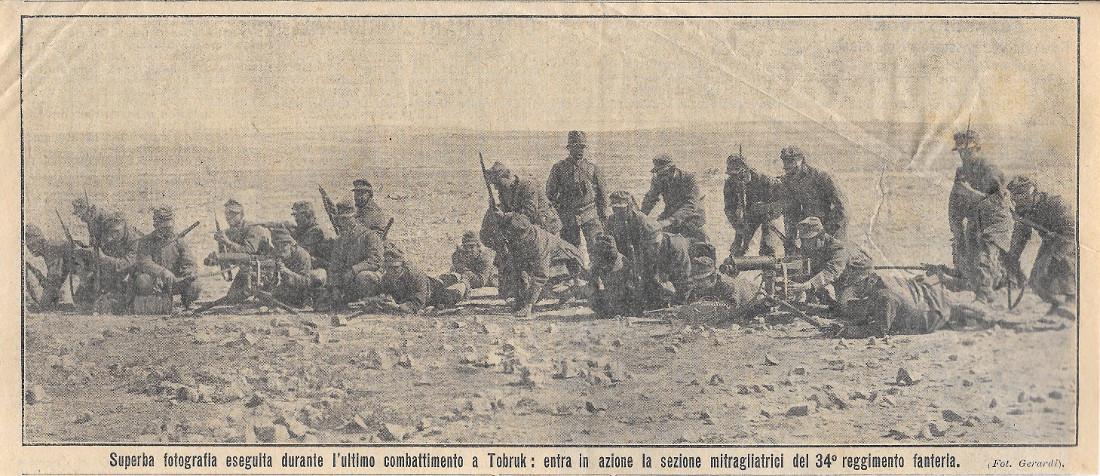 Guerra Italo-Turca. Sezione mitragliatrici del 34^ reggimento fanteria. Stampa 1912