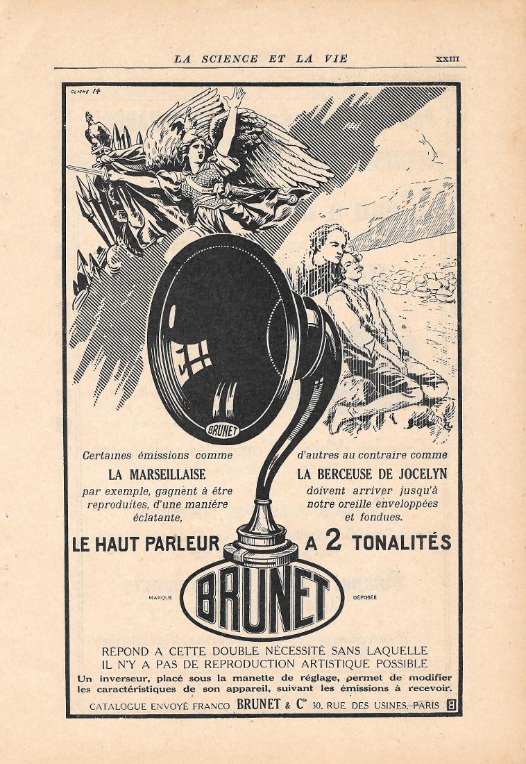 Haut parleur Brunet / Pompes Intégrales &amp; Hadoll . Pubblicita …
