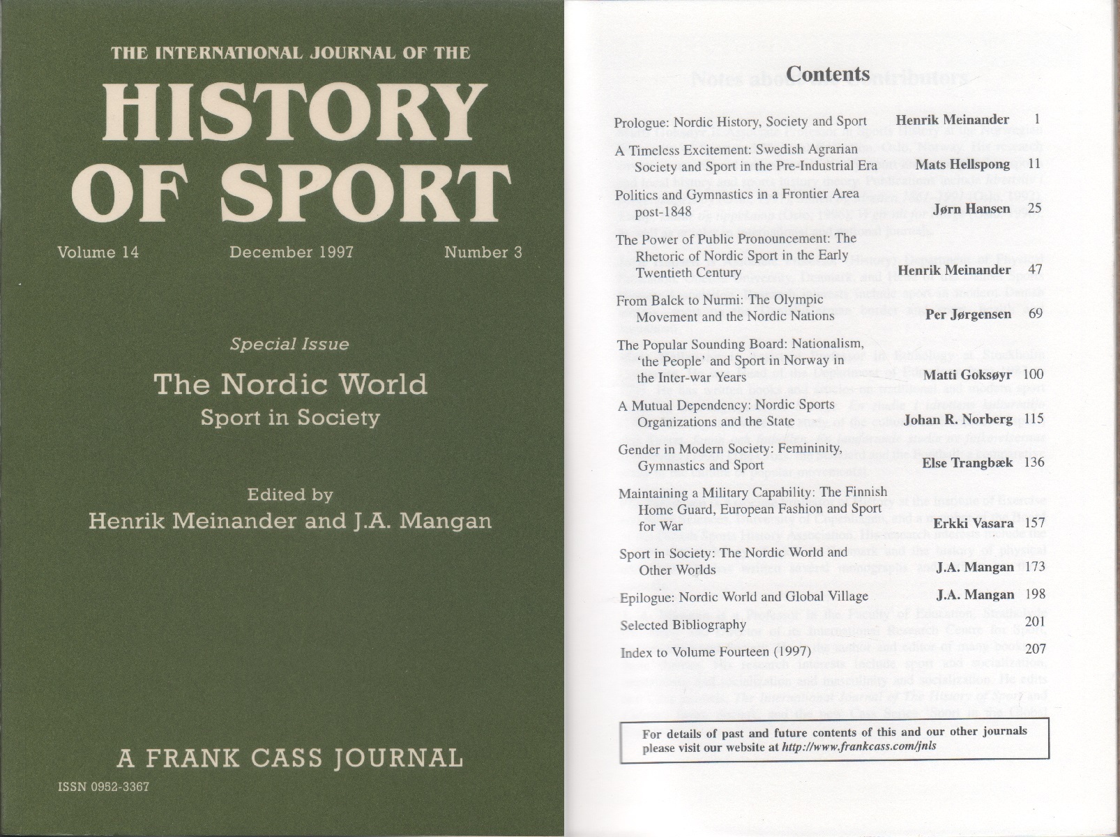 History of Sport. 1997 n. 3. Special issue: The Nordic …