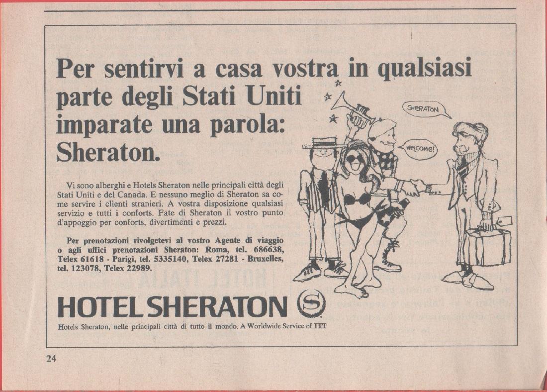 Hotel Sheraton. Pubblicità 1970
