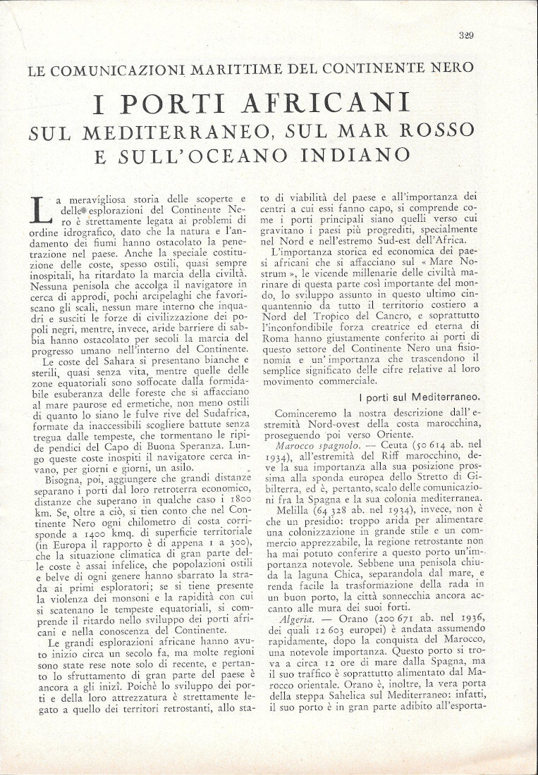 I porti africani - Estratto 1943