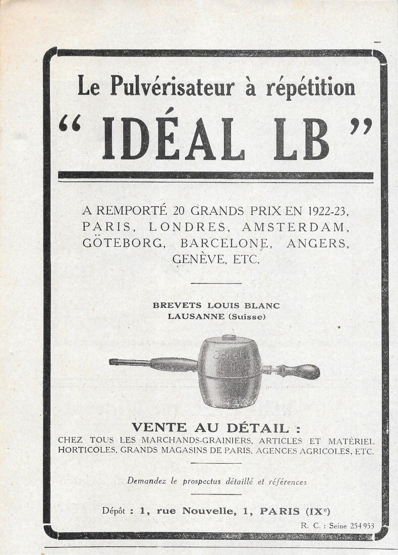 Idéal LB pulverisateur à repetition - Advertising 1924