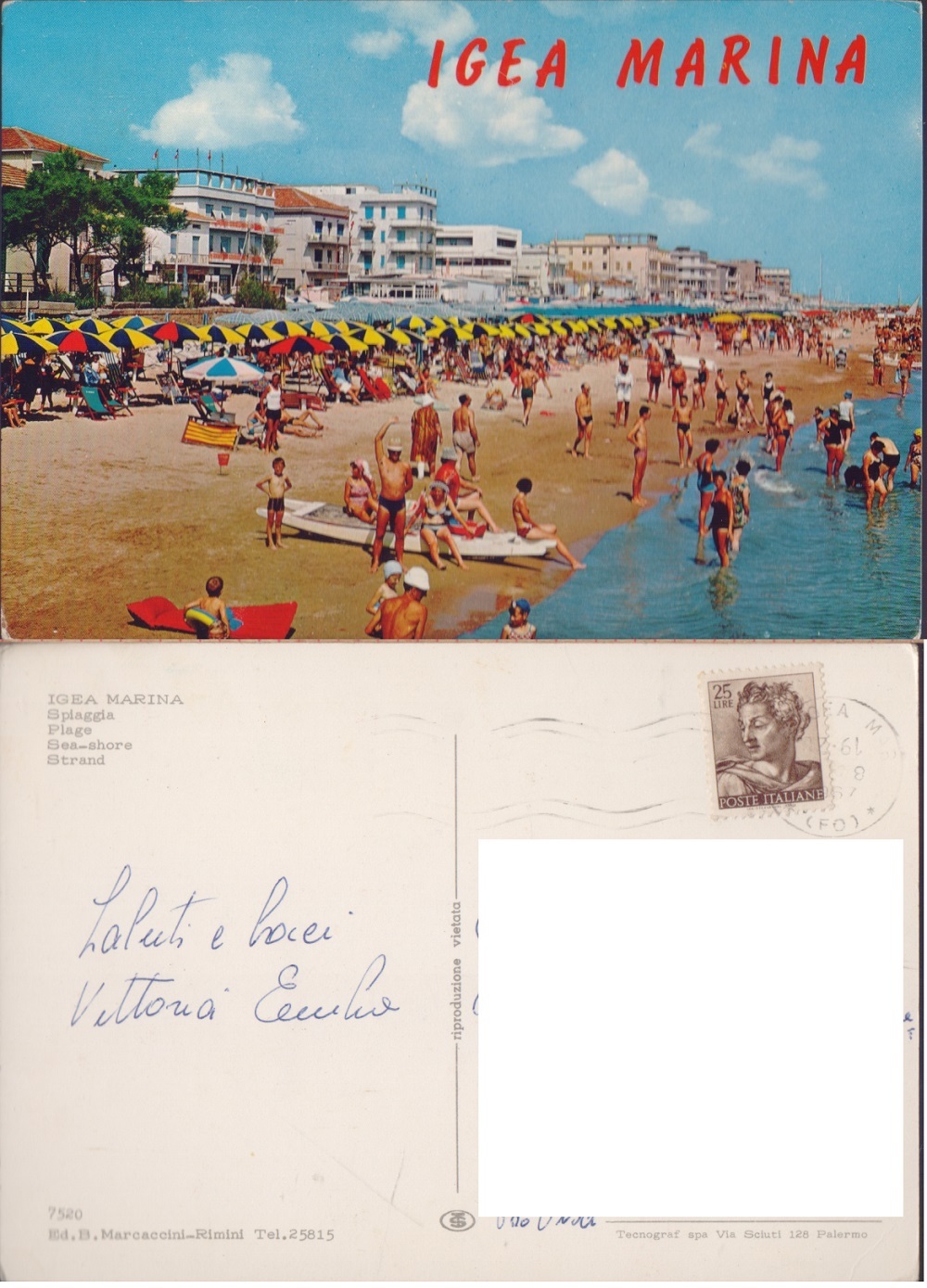 Igea marina (RN). Spiaggia. Viaggiata 1979