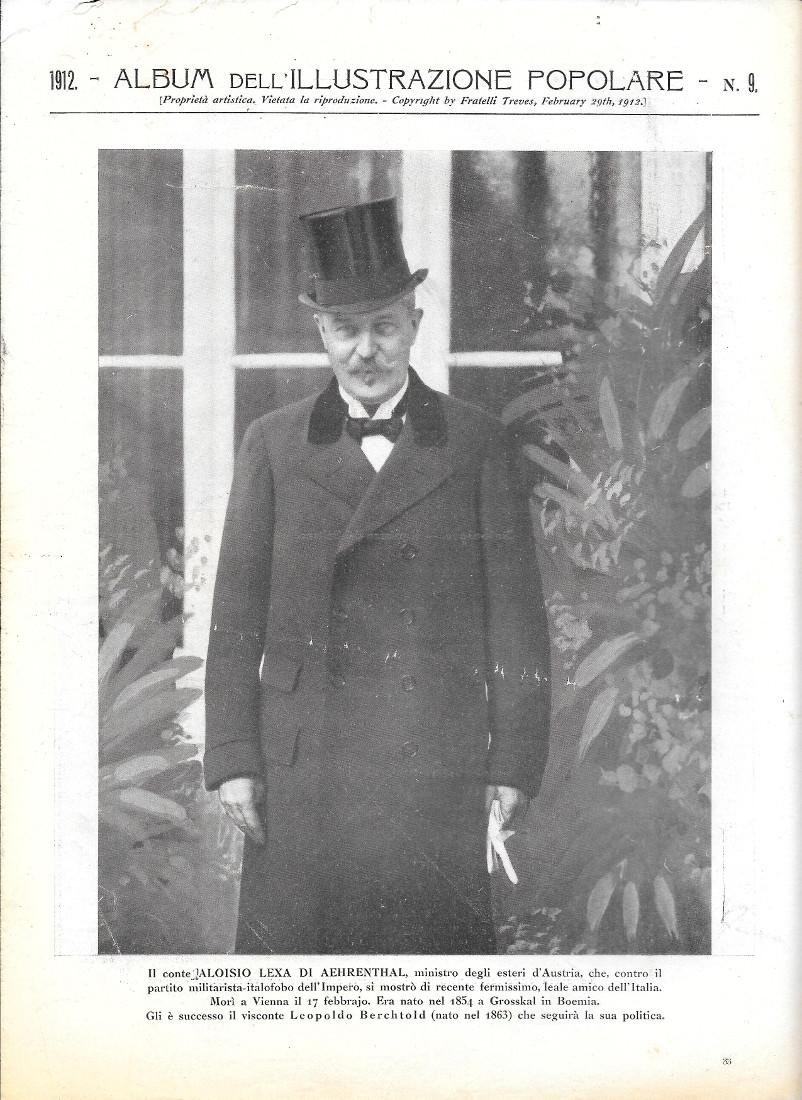 Il conte Aloisio Lexa di Aehrenthal / Salonicco. Stampa 1912