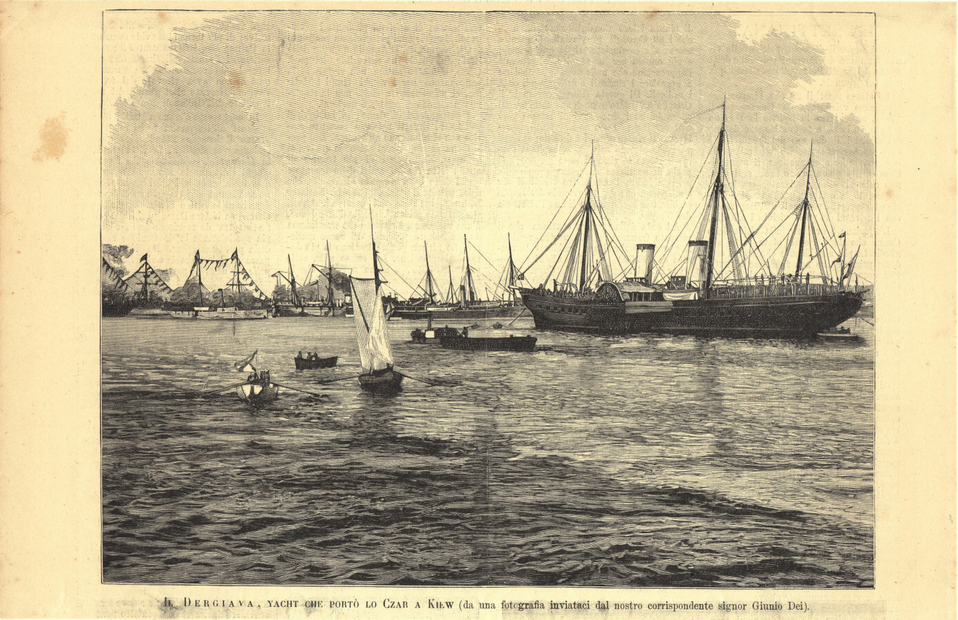 Il Dergiava, yacht che portò lo Czar a Kiew. Immagine …