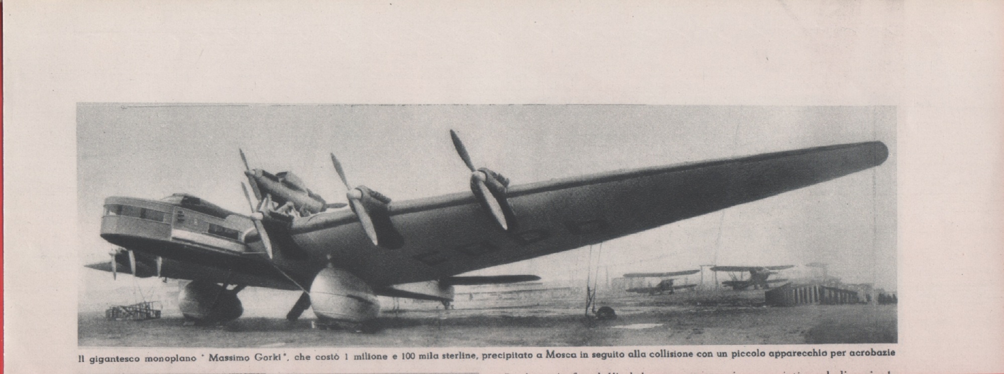 Il gigantesco monoplano Massimo Gorki. Immagine ritagliata 1935