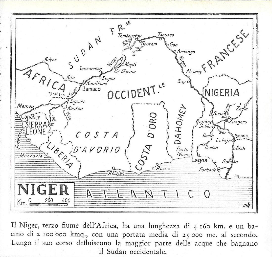 Il Niger, terzo fiume dell'Africa. Stampa 1934