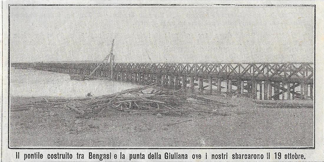 Il pontile costruito tra Bengasi e la punta della Giuliana. …