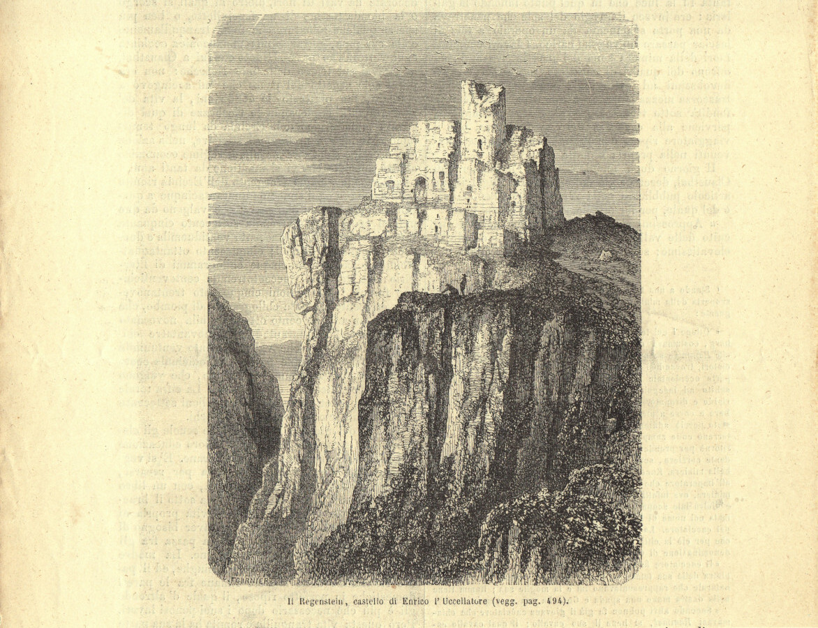 Il Regenstein, castello di Enrico l'Uccellatore (Germania). Stampa 1863