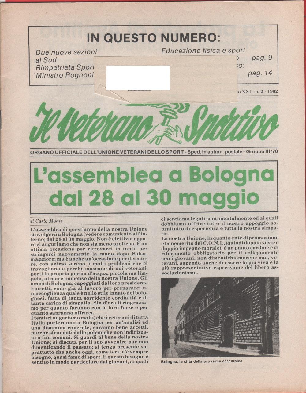 Il veterano sportivo. n. 2 febbraio 1982