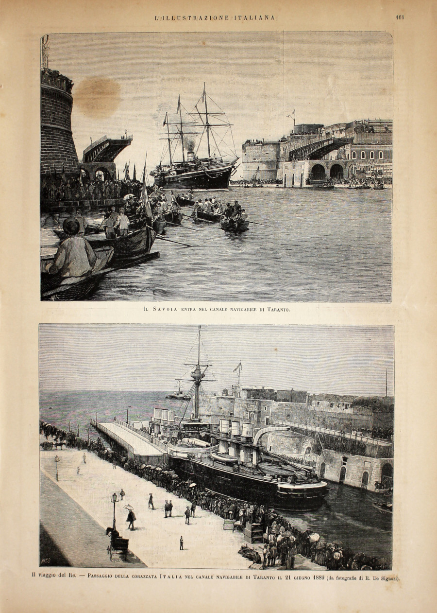 Il viaggio del Re. Il Savoia entra a Taranto; Corazzata …