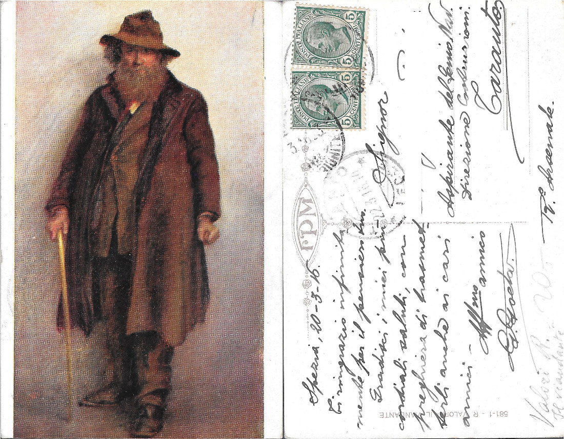 Il Viandante (L. Valori). Viaggiata 1916