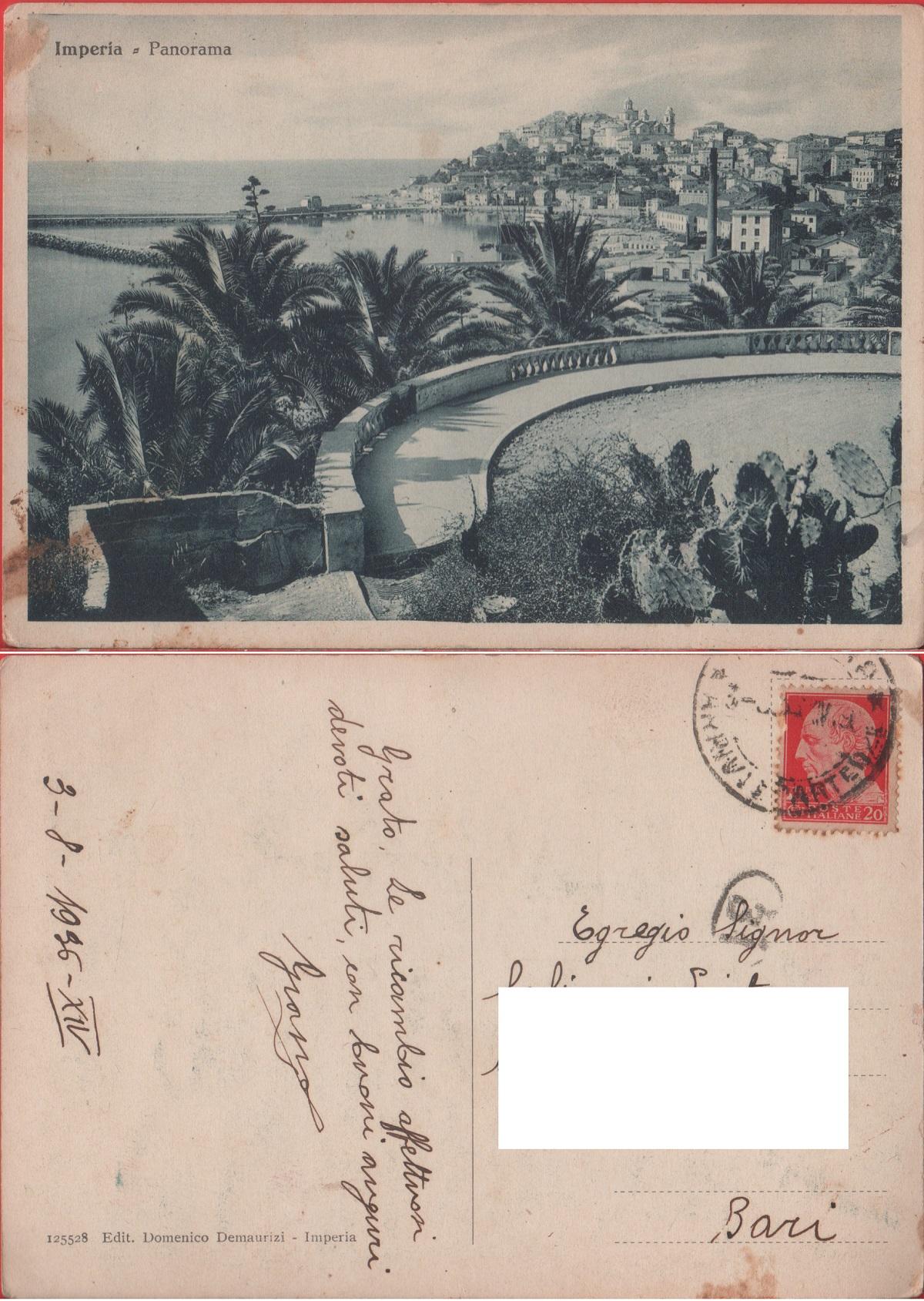 Imperia. Panorama. Viaggiata 1936