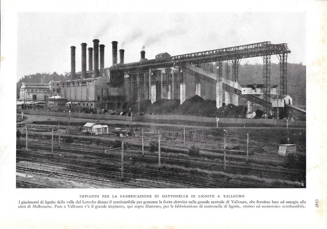 Impianto per la fabbricazione di Mattonelle di lignite a Yallourn. …
