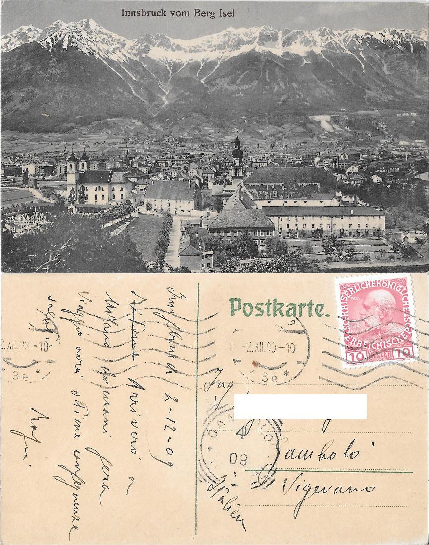 Innsbruck vom Berg Isel. Viaggiata 1909