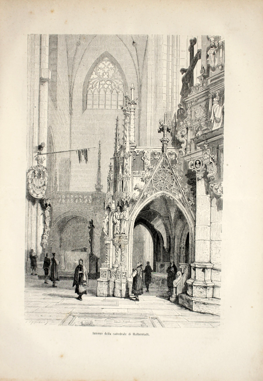 Interno della cattedrale di Helberstadt (Ercinia). Stampa 1863