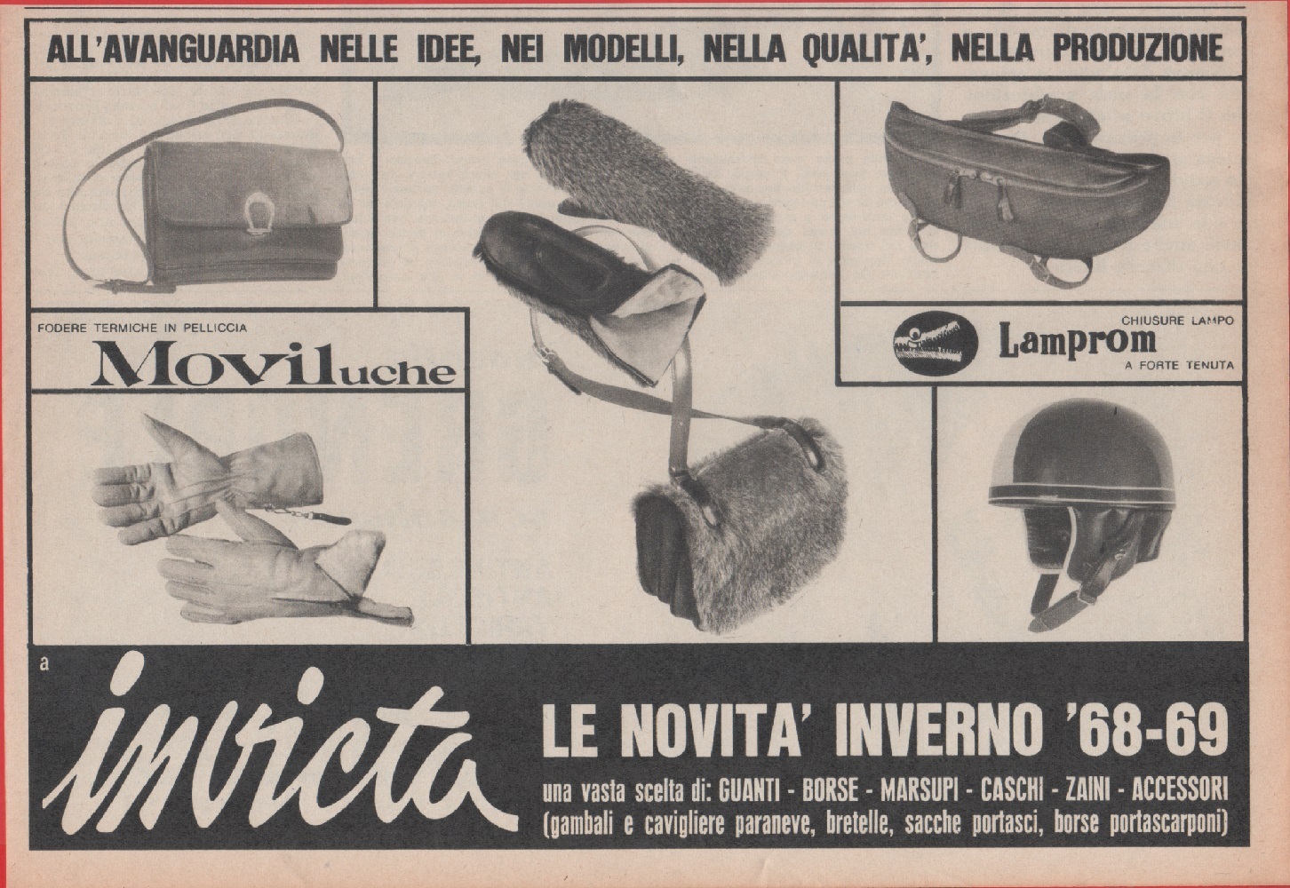 Invicta. Novità inverno '68-69. Advertising 1968