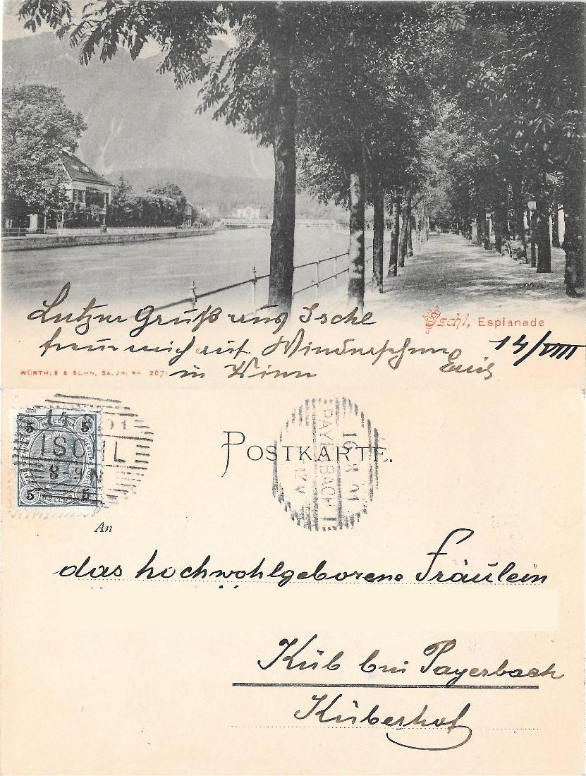Ischl, Esplanade. Viaggiata 1901