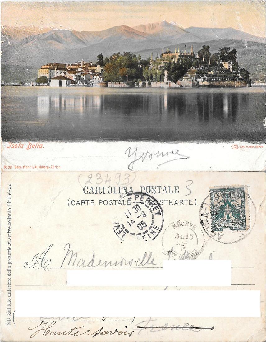 Isola Bella. Lago di Como. Viaggiata 1905