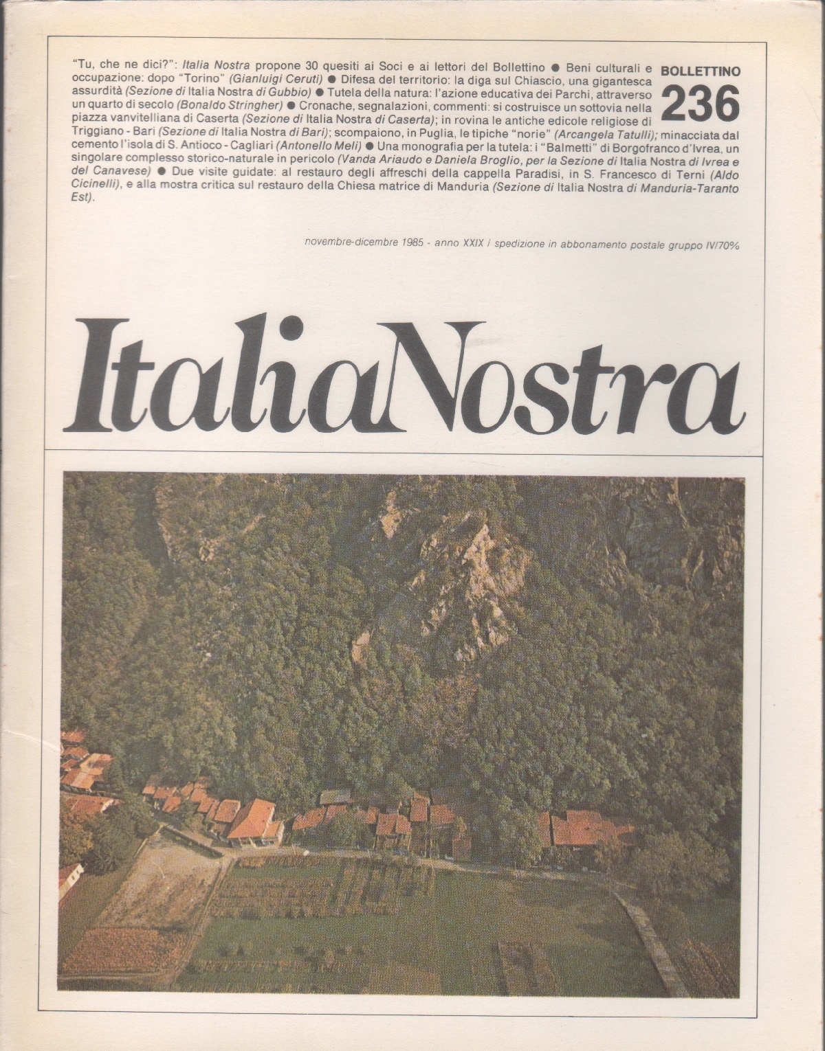 Italia Nostra. Bollettino n. 236 , novembre-dicembre 1985