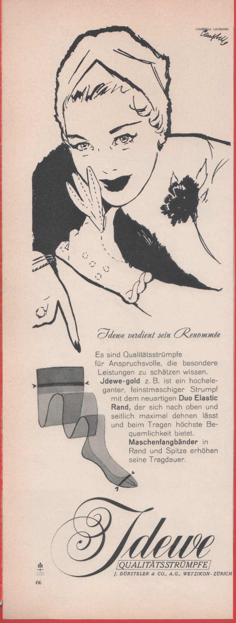 Jdewe calze. Advertising 1958