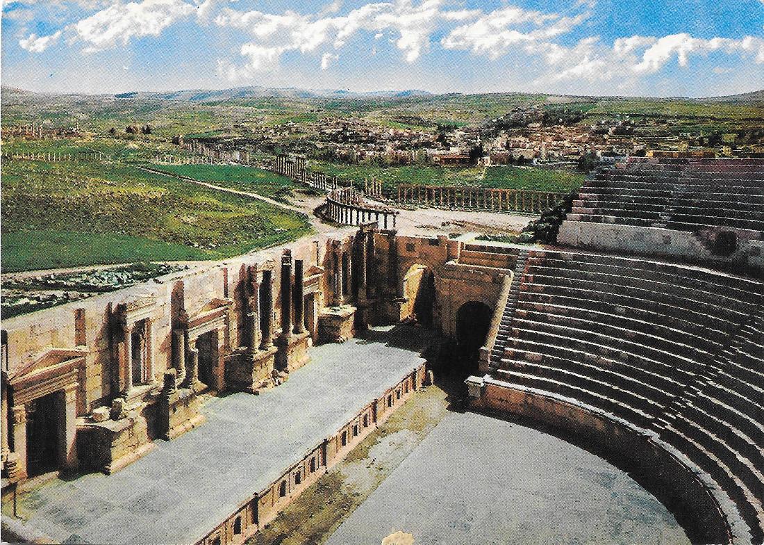 Jerash (Jordan). Amphitheatre of Jerash. Non viaggiata