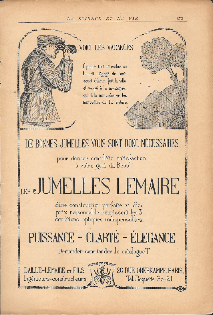 Jumelles Lemaire - Advertising 1920