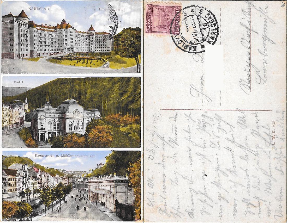 Karlsbad. Hotel Imperial, Bad I, Kreuzstrasse. Viaggiata 1929