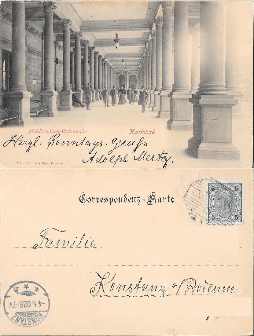 Karlsbad. Muhlbrunnen-Colonnade. Viaggiata 1902
