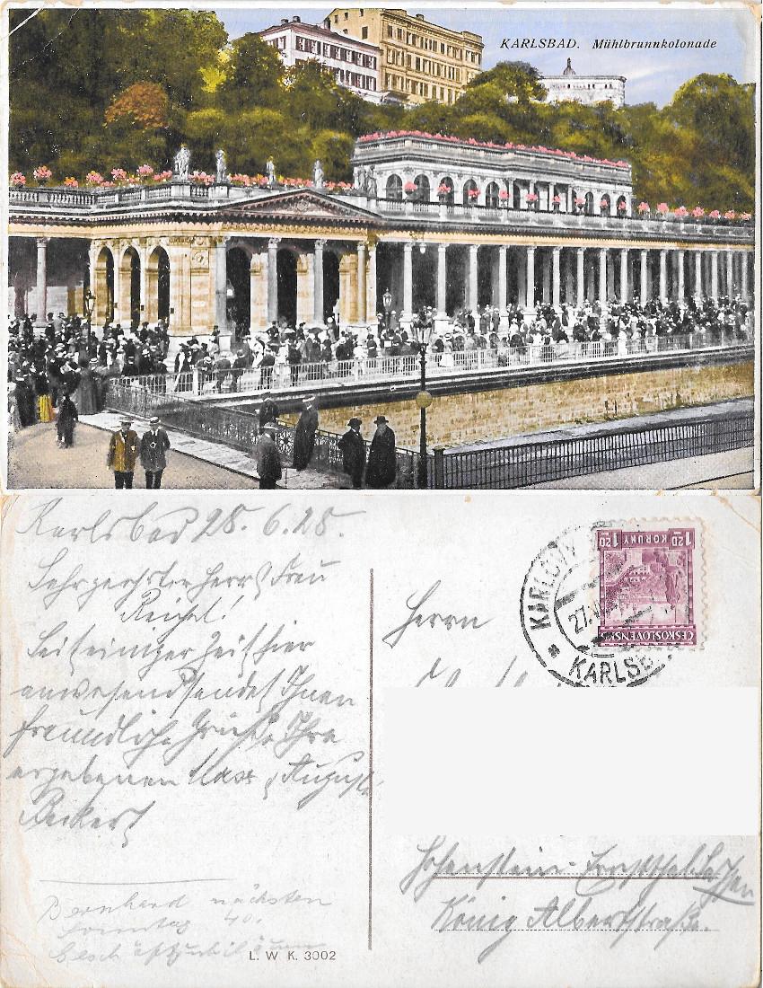 Karlsbad. Muhlbrunnenkolonnade. Viaggiata 1928