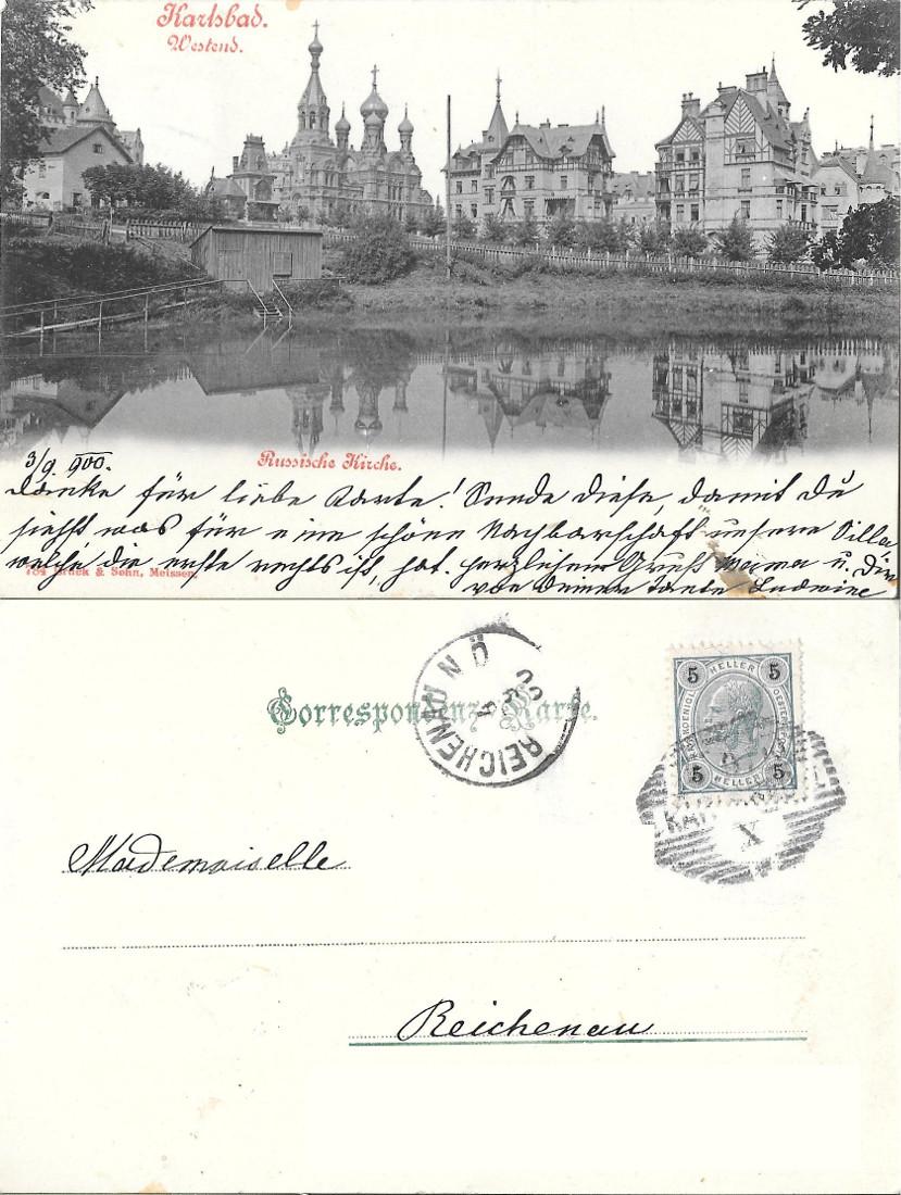 Karlsbad, Westend. Russische Kirche. Viaggiata 1900