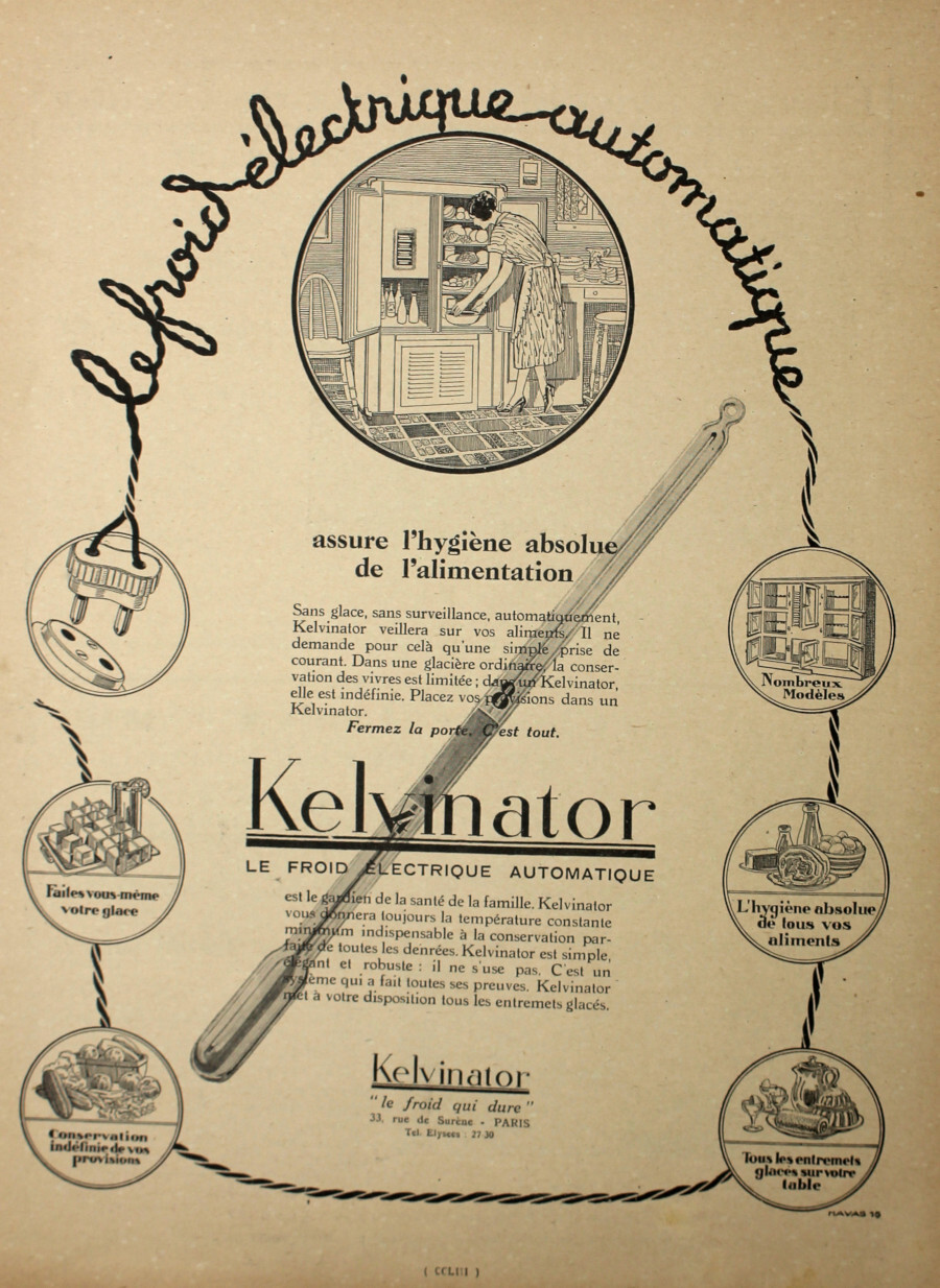Kelvinator. Le froid electrique automatique. Advertising 1927