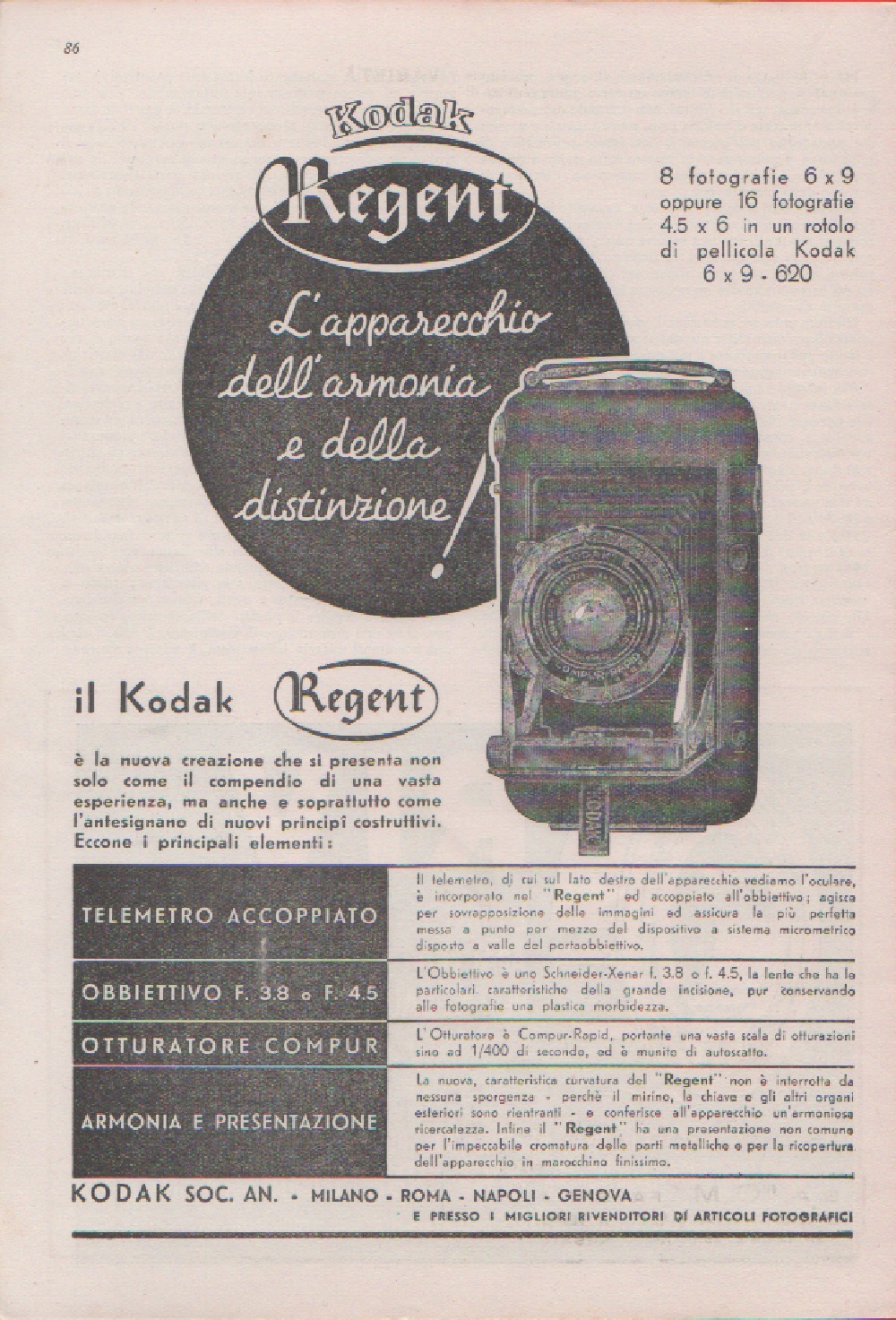 Kodak Regent 6x9. Advertising 1937