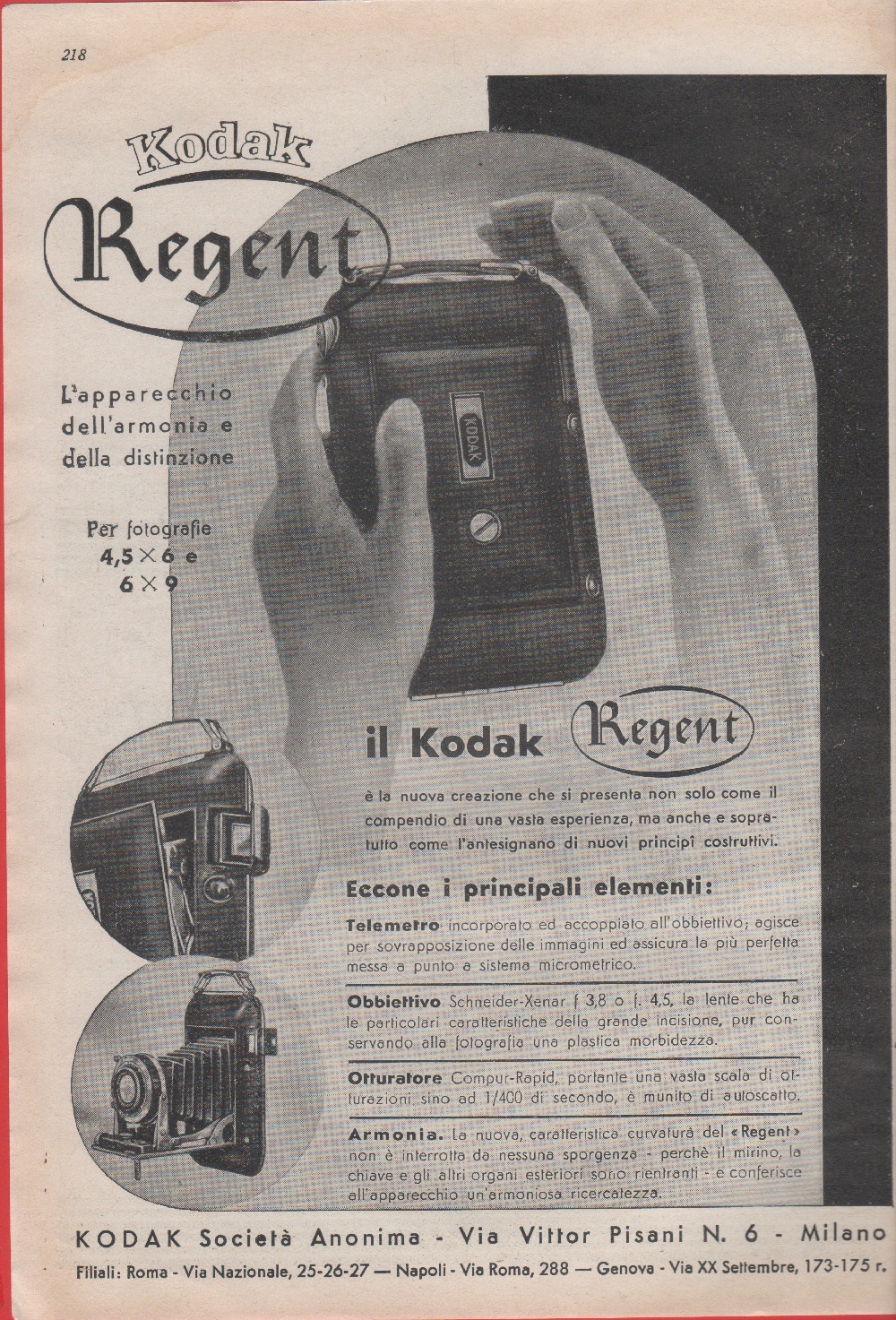 Kodak Regent. Advertising 1937