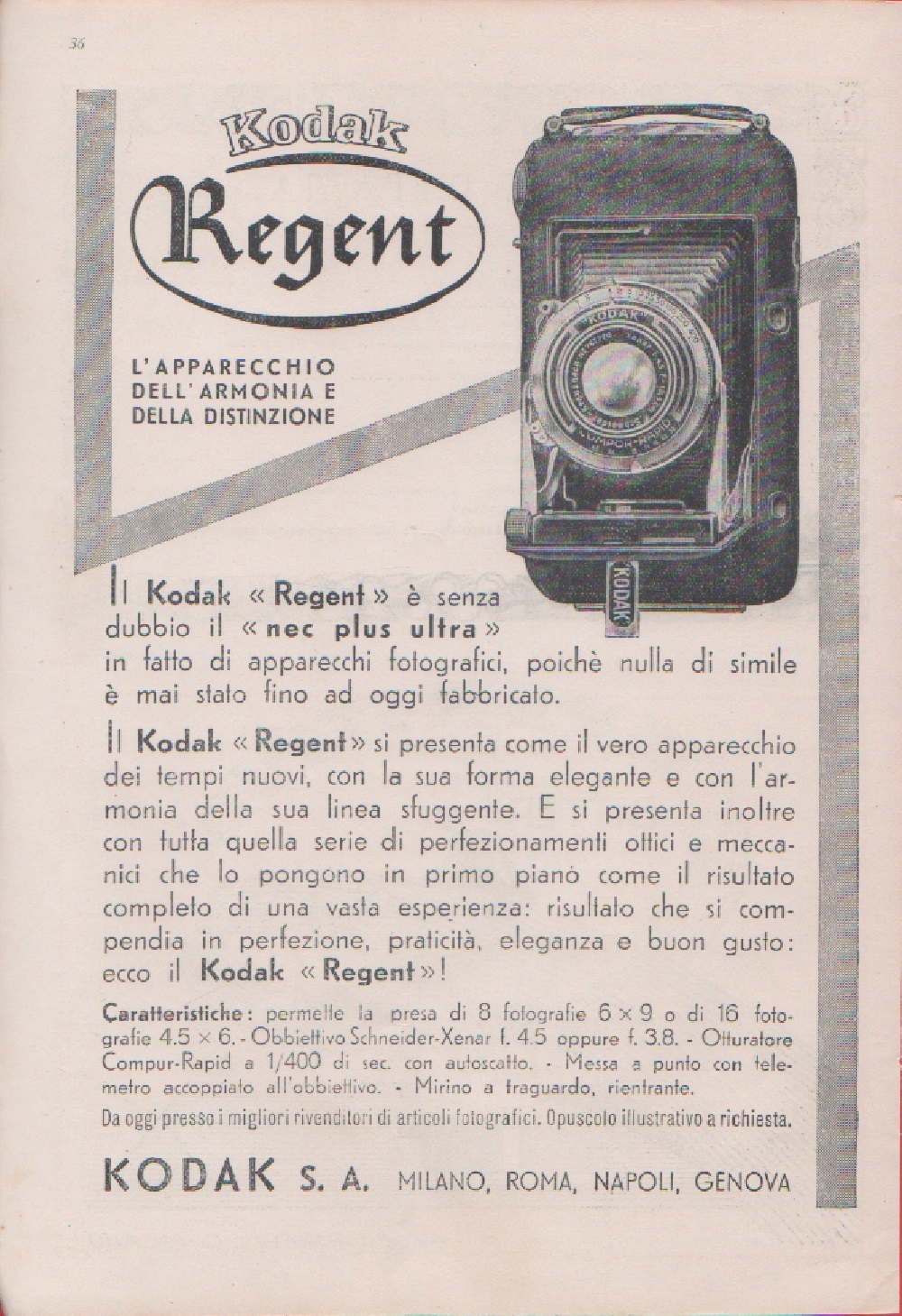 Kodak Regent. Advertising 1937