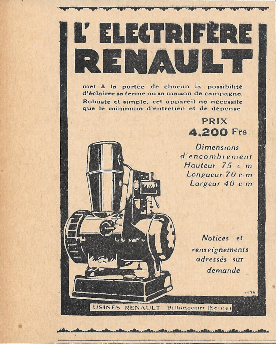 L'Electrifère Renault - Advertising 1928