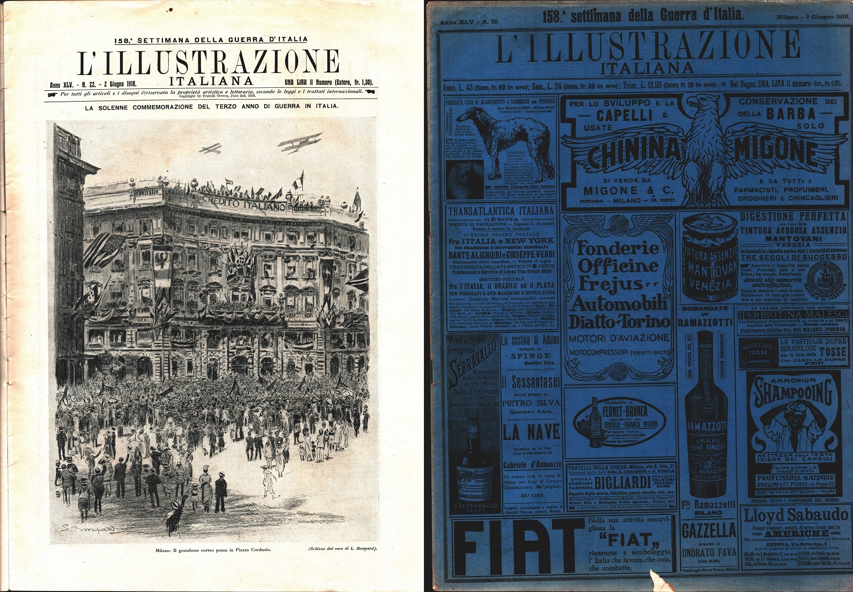 L'Illustrazione Italiana. N. 22 , 2 giugno 1918. Anno XLV