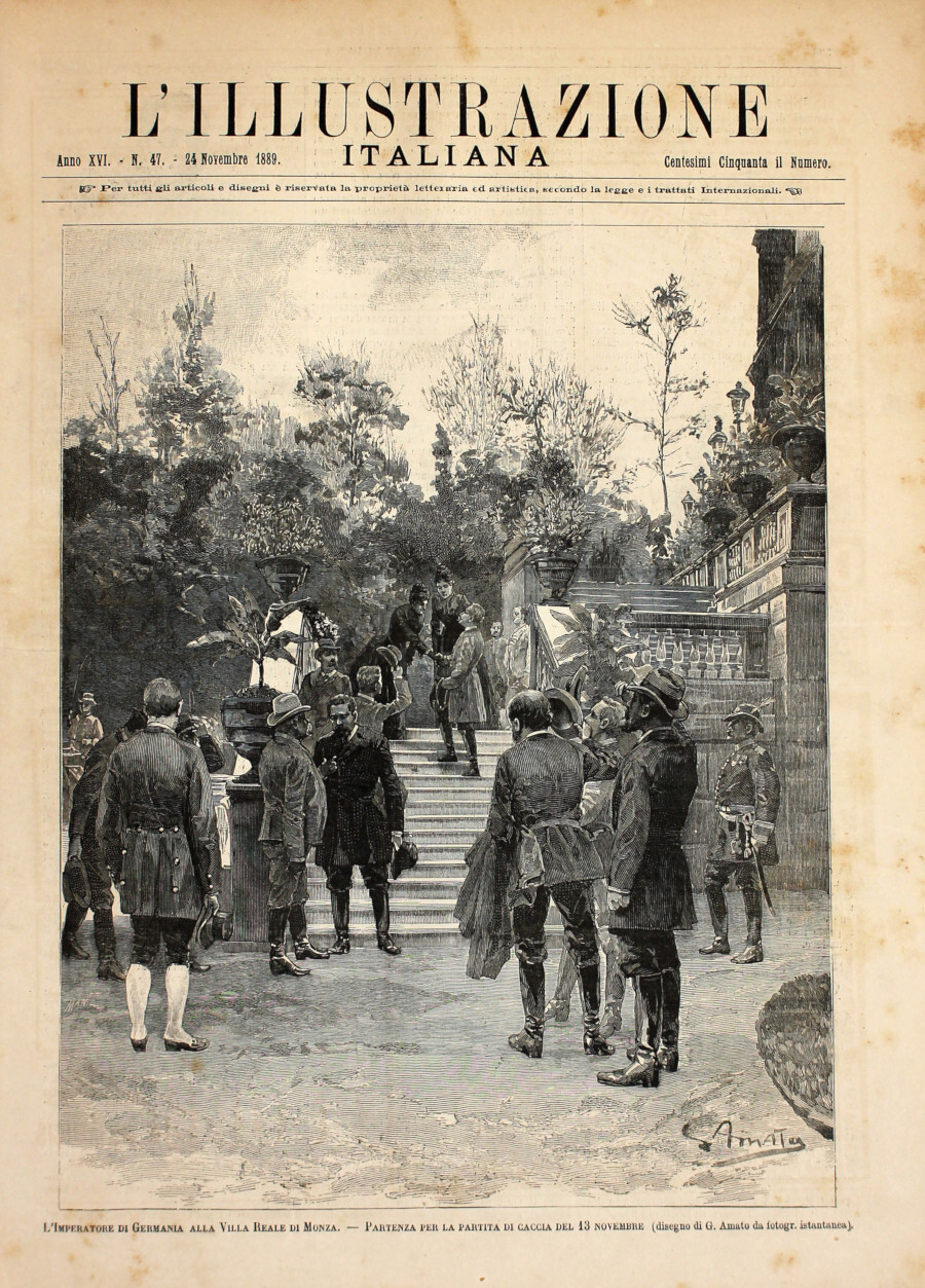L'Imperatore di Germania alla Villa Reale di Monza Stampa 1889