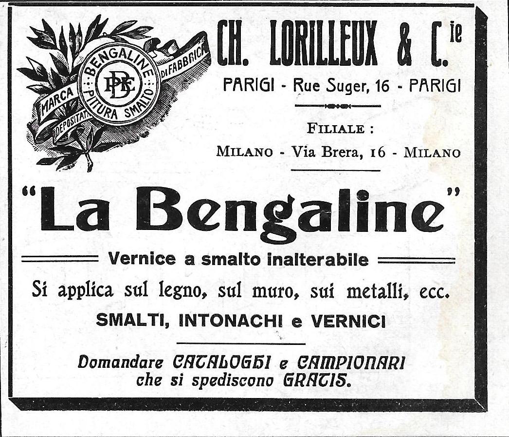 La Bengaline. Vernice a smalto inalterabile. Advertising 1912