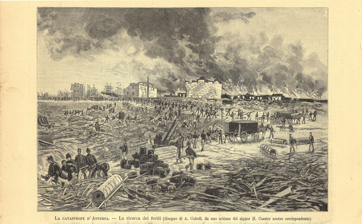 La catastrofe d'Aversa. La ricerca dei feriti. Immagine 1889