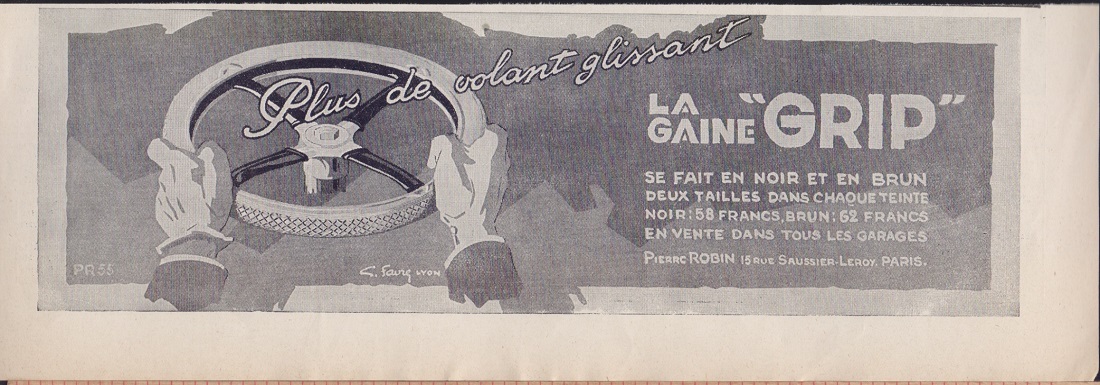 La gaine Grip, plus de volant glissant. Advertising 1926