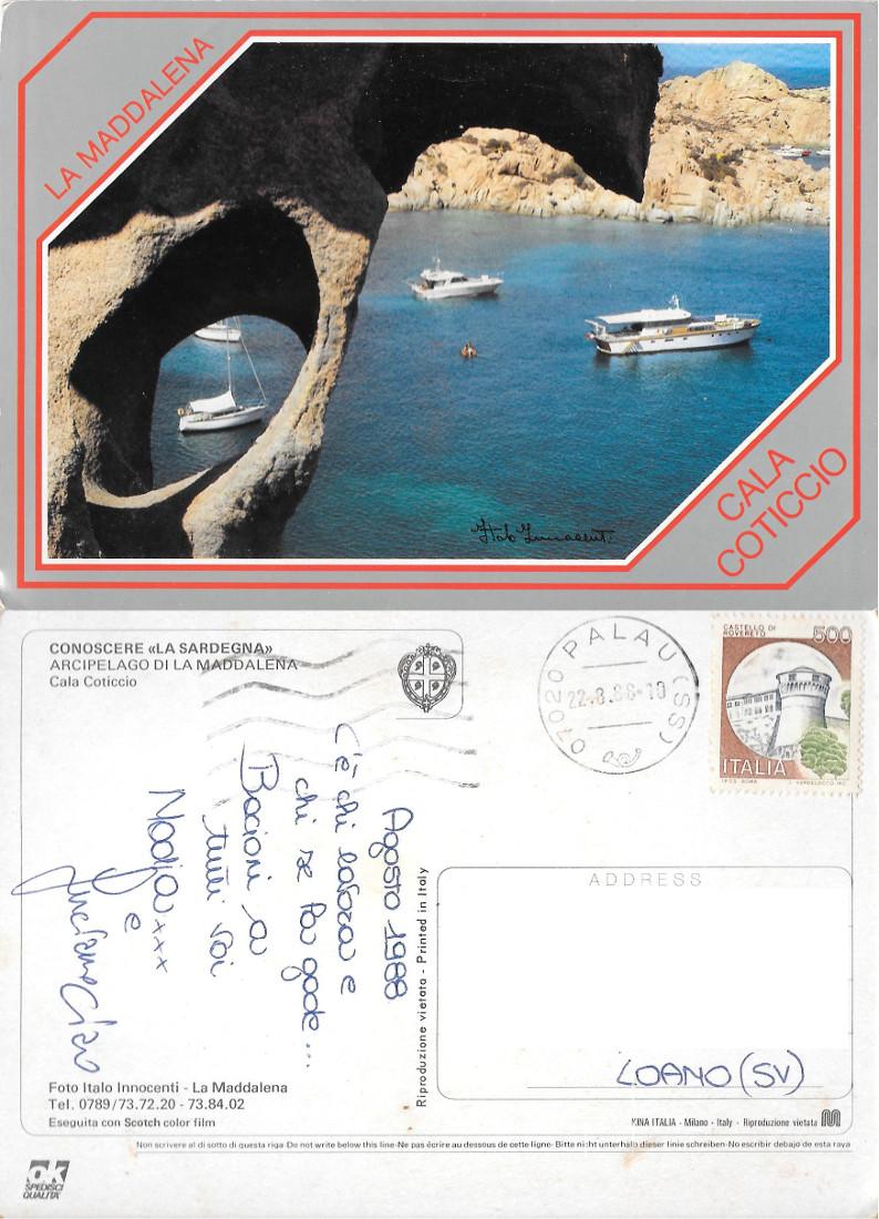 La Maddalena (SS). Cala Coticchio. Viaggiata 1988