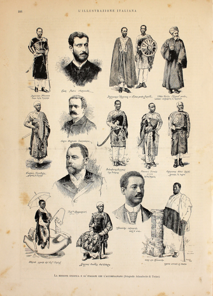 La missione etiopica e gl'italiani che l'accompagnano. Stampa 1889
